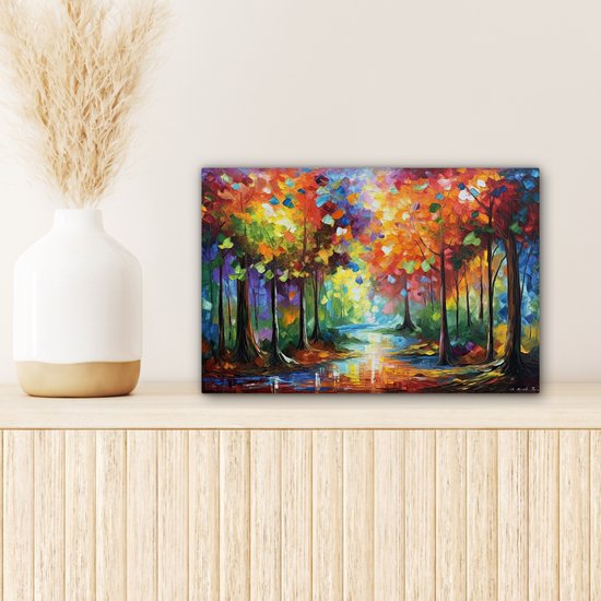 Tableau Peinture Paysage - Forêt - Couleurs - Nature - 30x20 cm - Décoration murale