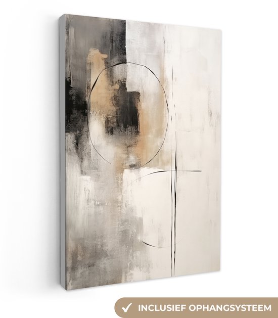 Canvas schilderij 90x140 cm - Wanddecoratie Kunst - Abstract - Grijs - Industrieel - Muurdecoratie woonkamer - Kamer decoratie modern - Abstracte schilderijen