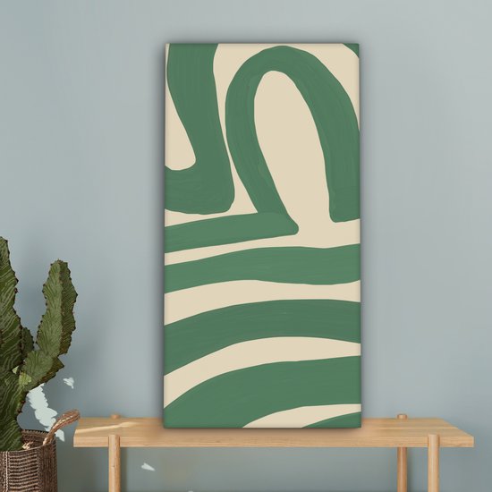 Canvas schilderij 40x80 cm - Wanddecoratie Groen - Kunst - Abstract - Muurdecoratie woonkamer - Kamer decoratie modern - Abstracte schilderijen