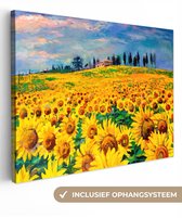 Peinture sur Toile - Tournesol - Peinture à l'Huile - Fleurs - 120x90 cm - Décoration murale