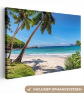 Peintures sur Toile Plage - Mer - Palmiers - Soleil - 90x60 cm - Décoration murale