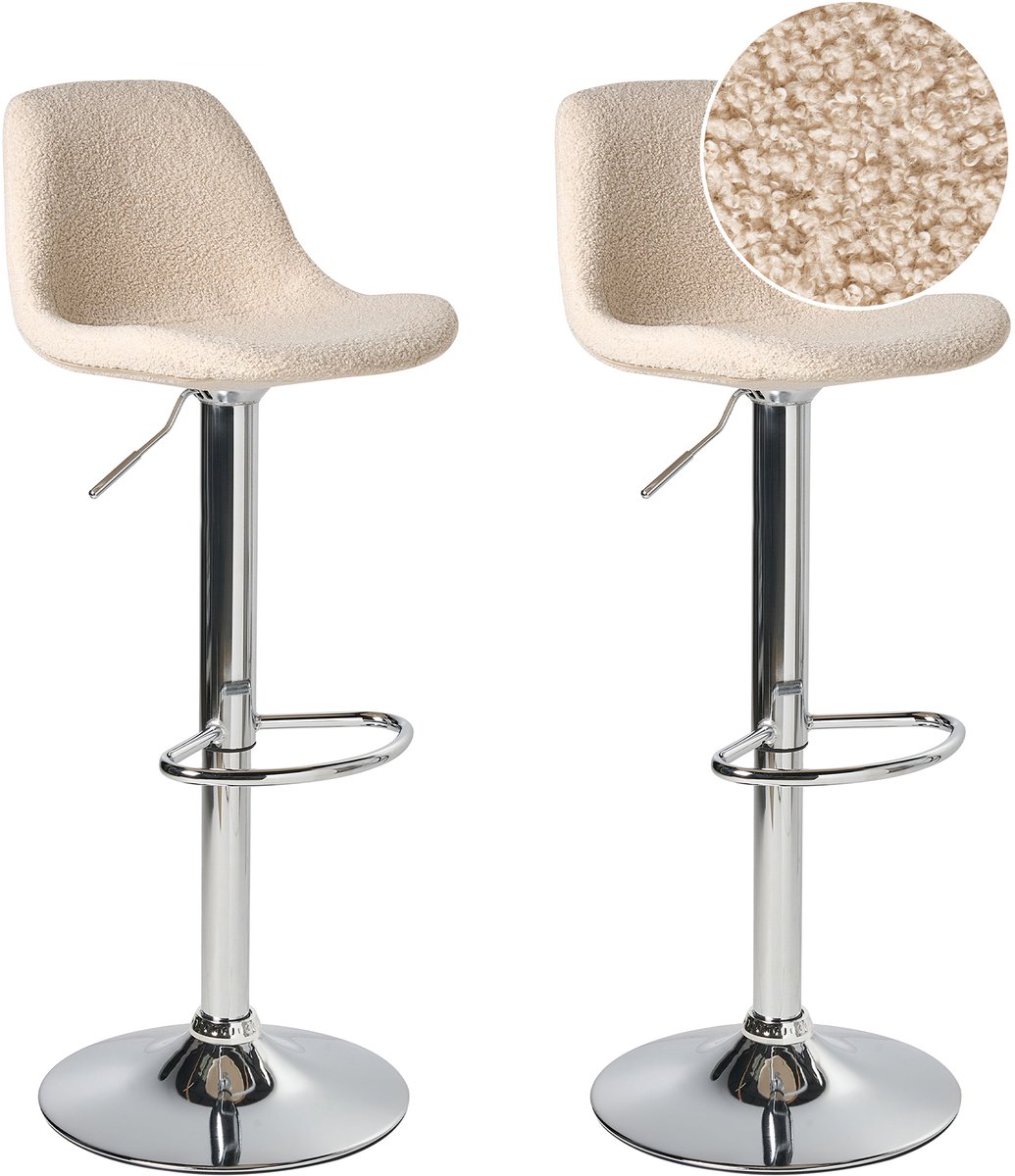 KAHLA - Barkruk set van 2 - Lichtbeige - Bouclé