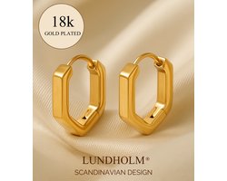 Lundholm Luxe Oorringen Dames Goudkleurig – Premium Stainless Steel Jewellery Gold PVD Plated – Hexagon Geometrisch Design – My Olivia Serie – Waterproof & Hypoallergeen – Cadeau voor Vrouw