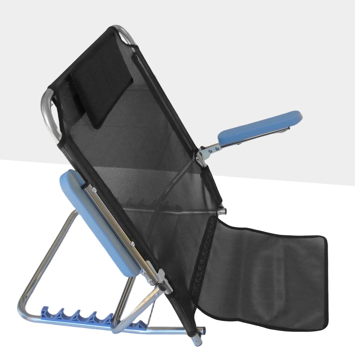 SUMOH® Verstelbare Rugsteun met armsteunen – 5 Standen – Inklapbaar & Draagbaar – Comfortabele Rugleuning met Hoofdkussen – Voor Bed, Bank, Strand & Camping – Ideaal om te Lezen of TV te Kijken - ZWART
