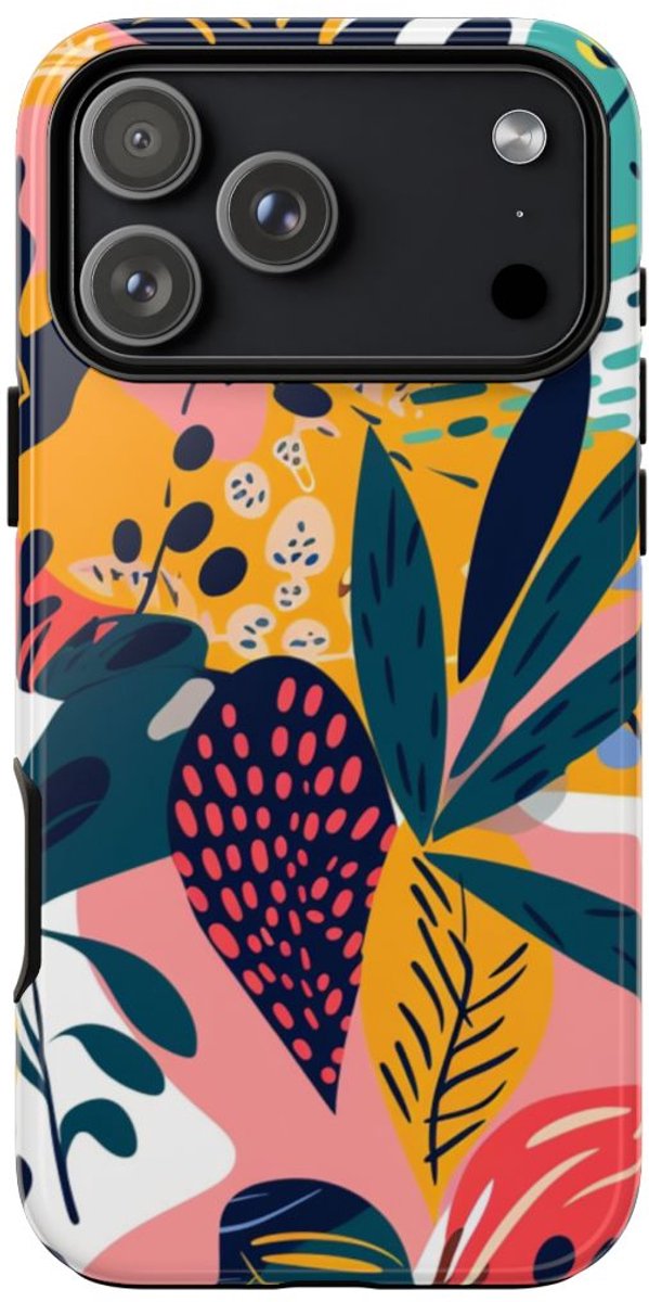 Vrolijk Tropisch Bladerenpatroon – Telefoonhoesje Geschikt voor iPhone 17 Pro Max