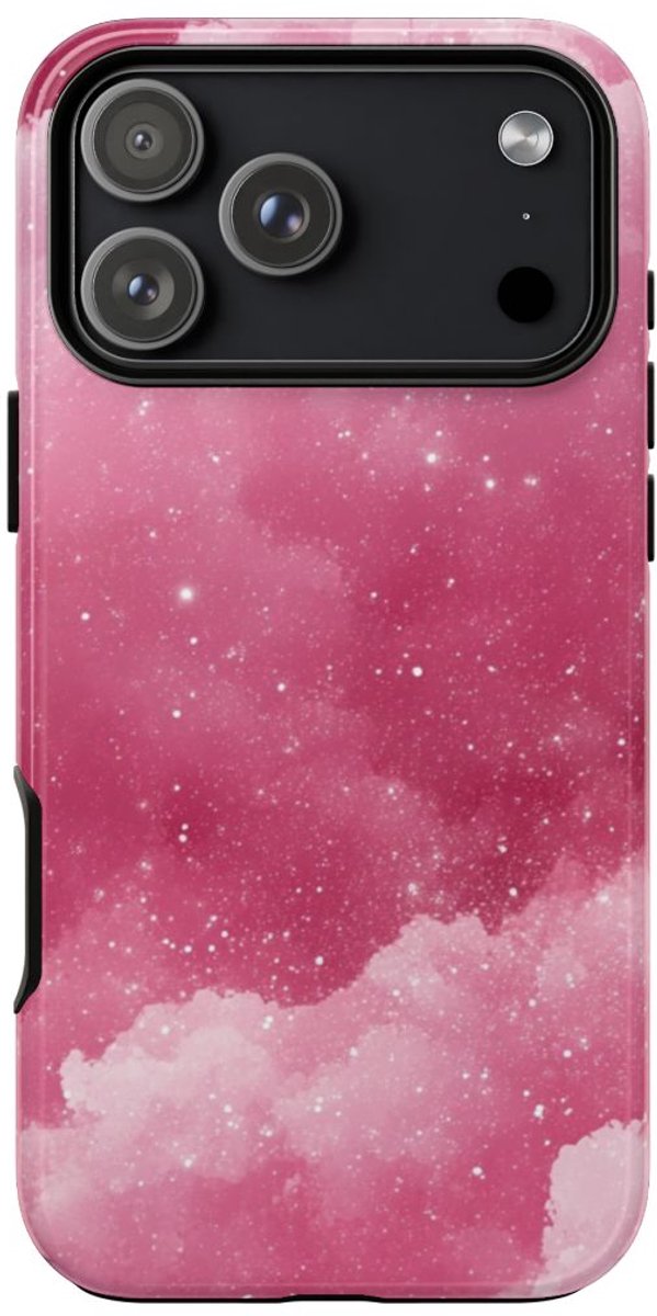 Roze Glitterwolkenstructuur – Telefoonhoesje Geschikt voor iPhone 17 Pro Max