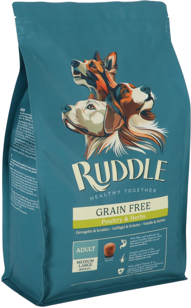 Ruddle Adult Medium & Large Breed Grainfree Gevogelte&Kruiden - Hondenvoer - 12 kg