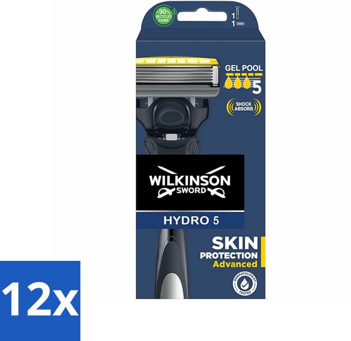 12 x Wilkinson Sword - Navulmesjes - Hydro 5 Skin Protection Advanced - Beschermend - 1 mesje - Scheermes - Scheermes 5 Mesjes - Hydro 5 - Wilkinson Sword - Scheermes Voor Mannen