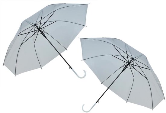 Parapluie Malatec - 2x - transparent - PVC/fer - D93 x H72 cm - automatique - pliable