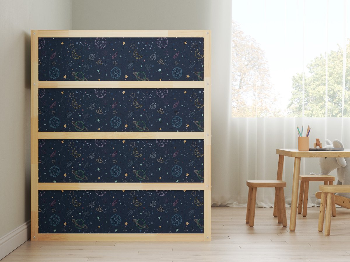 Sticker Ikea Kura Bed - Space - Hoog 4x kort 1x lang - Ikea Kura Stickers - Stickers voor je bed - Kids-ware Lifestyle