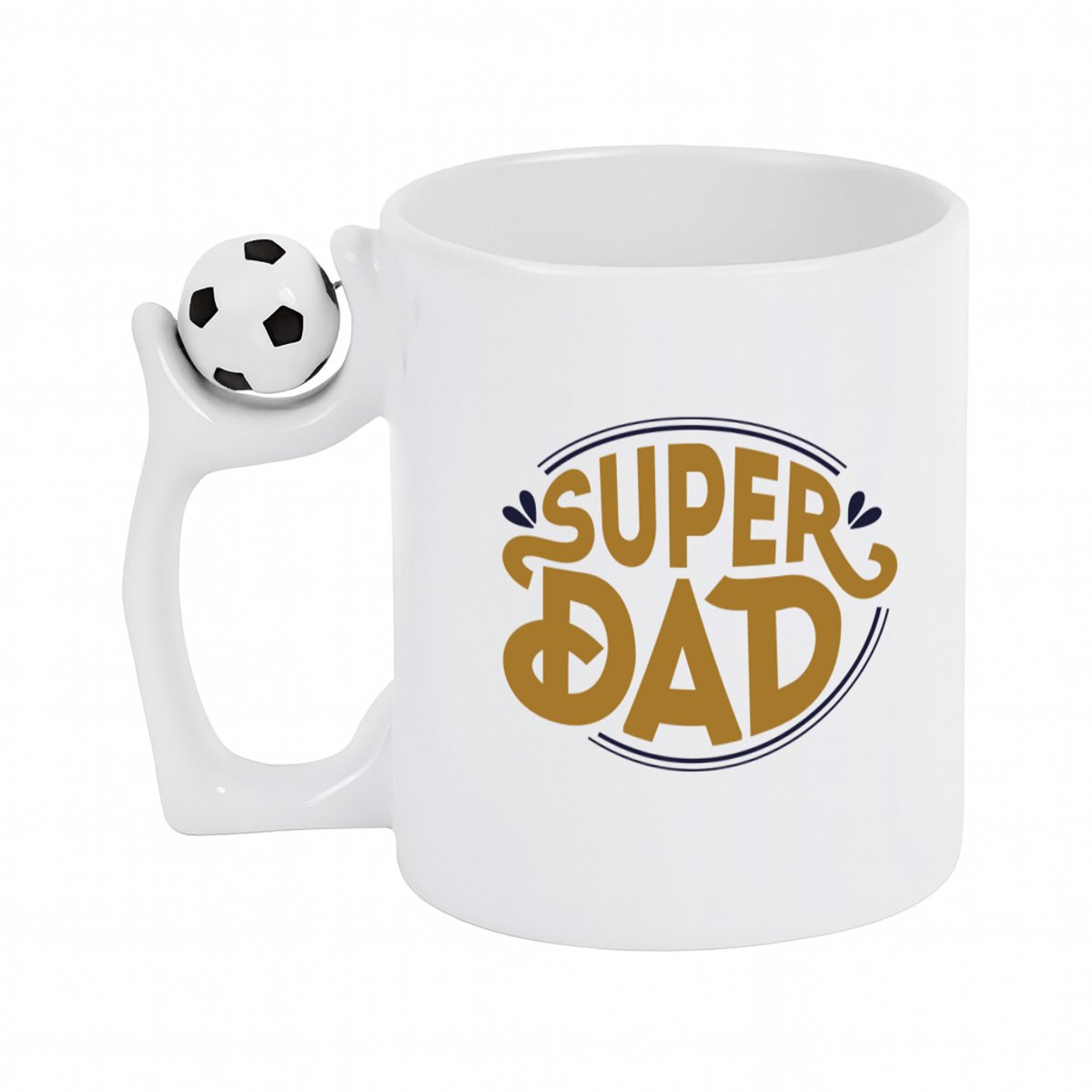 Hacebo® - super dad koffiebeker met voetbal wit - Vader - papa - thee mok - koffie beker - Vaderdag - cadeau - verjaardag - kado - koffiemok - 330 ML
