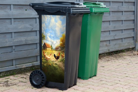 Container sticker Kippen - Landelijke rust - Natuur - 44x98 cm - Kliko sticker