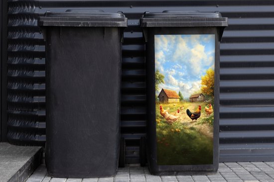 Container sticker Kippen - Landelijke rust - Natuur - 44x98 cm - Kliko sticker