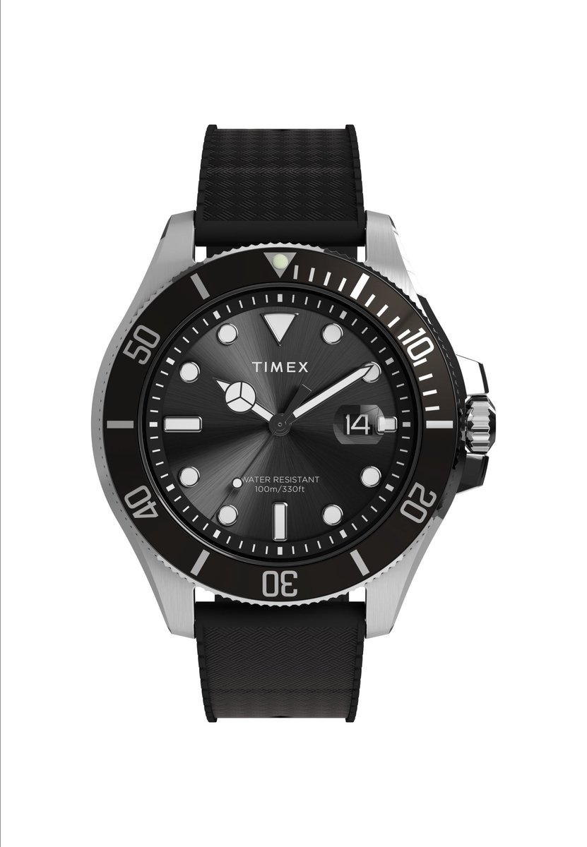 Timex Harborside Coast Quartz Analoog Horloge Zwart Kast: 100% Loodarm Messing | Armband: 100% Synthetisch Rubber 43 TW2Y09200AJ
