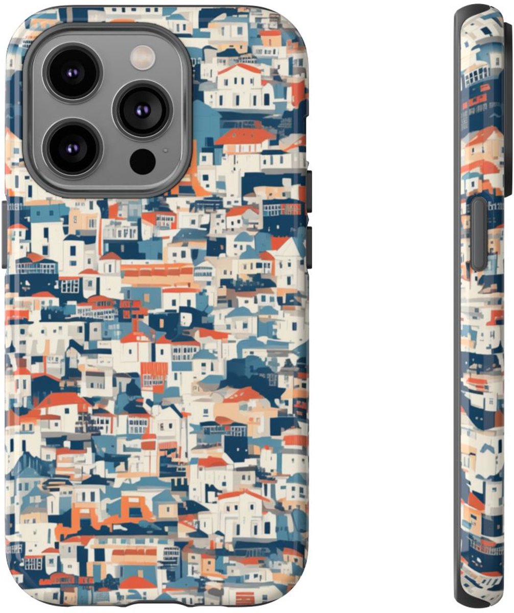 Dichtbebouwde Stadswoningen Patroon – Telefoonhoesje Geschikt voor iPhone 14 Pro