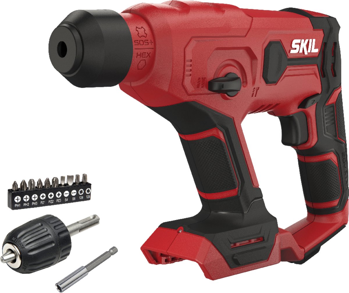 SKIL Accu Boorhamer 20V - SDS+ Boorhamer - Pneumatische Boorhamer - 3 in 1: Schroeven, Boren & Klopboren - Inclusief Schroefbits - Geleverd Zonder Accu - Skil 3810 CA
