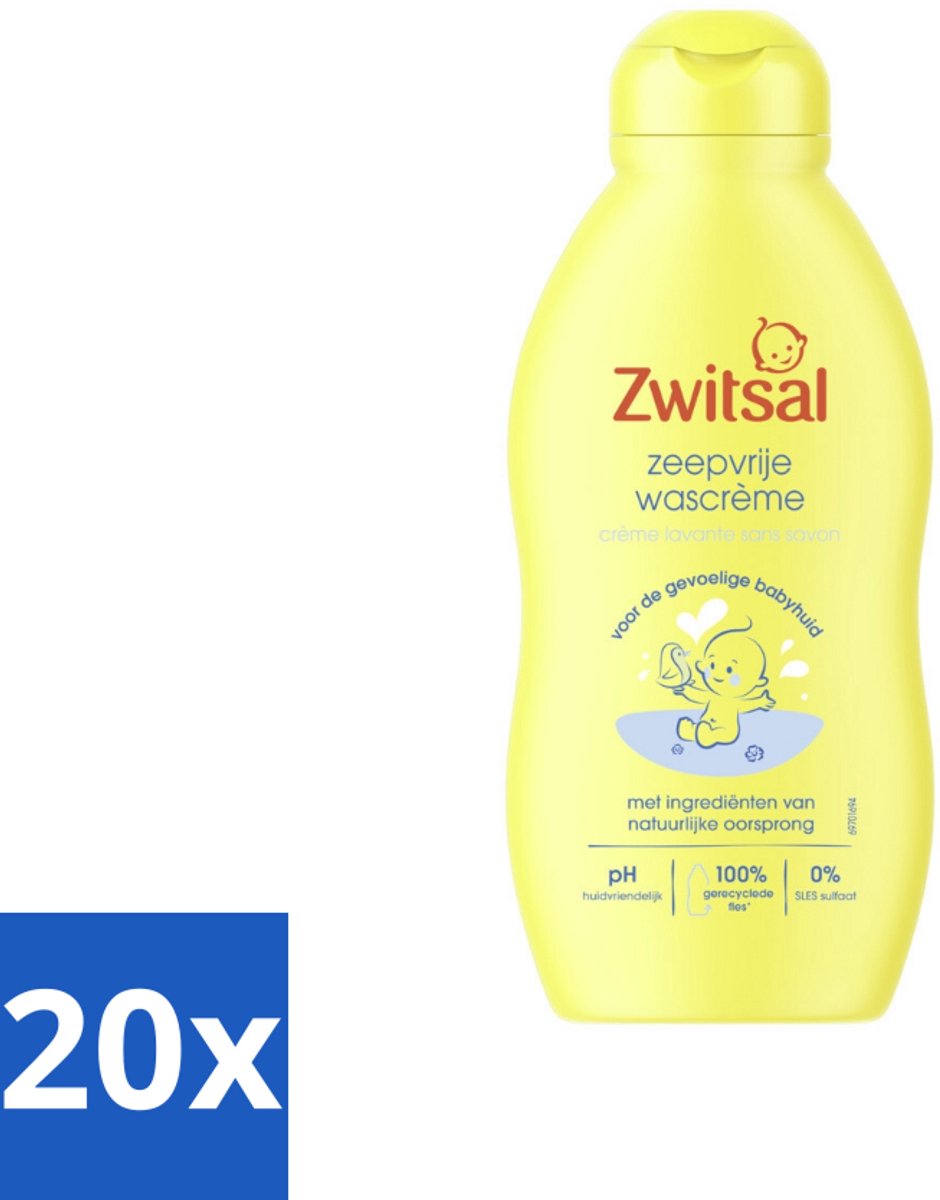 Image of 20 x Zwitsal - Zeepvrije Wascrème - Milde Reiniging - Gevoelige Babyhuid - 200 ml - Babyproducten - Zwitsal - Anti-prik - Gevoelige Babyhuid