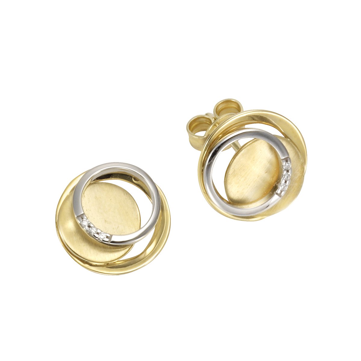 Orolino Ohrringe Gold 585 zweifarbig mit 6 Brillanten zus. 0,02ct.