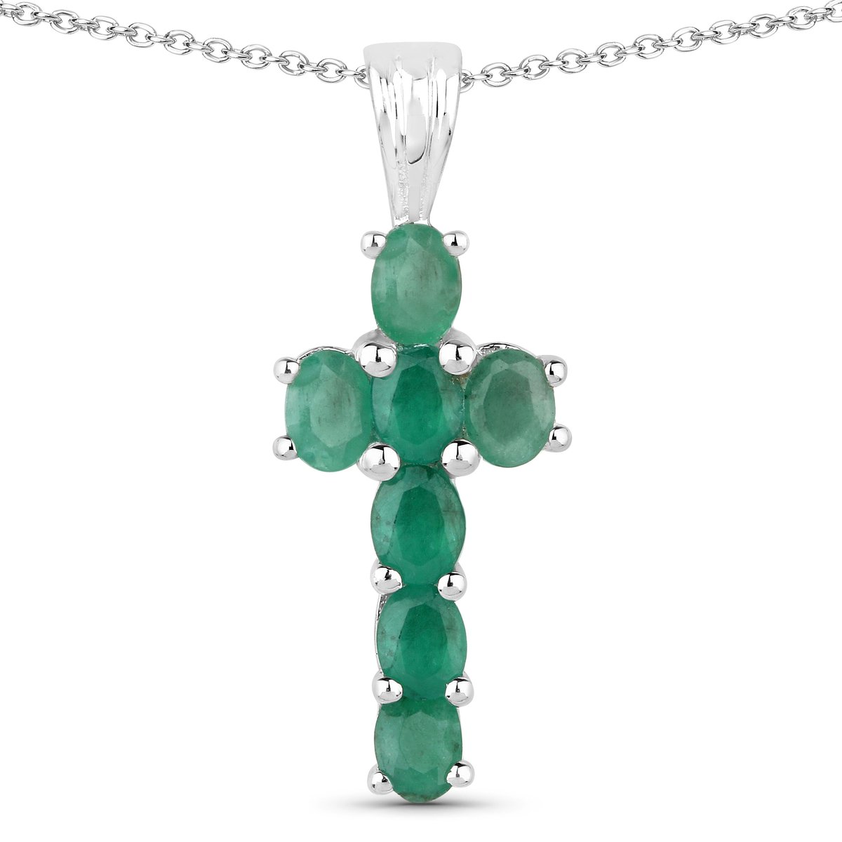 Vira Jewels Anhänger mit Kette 925-Sterling Silber rhodiniert Glänzend Smaragd grün