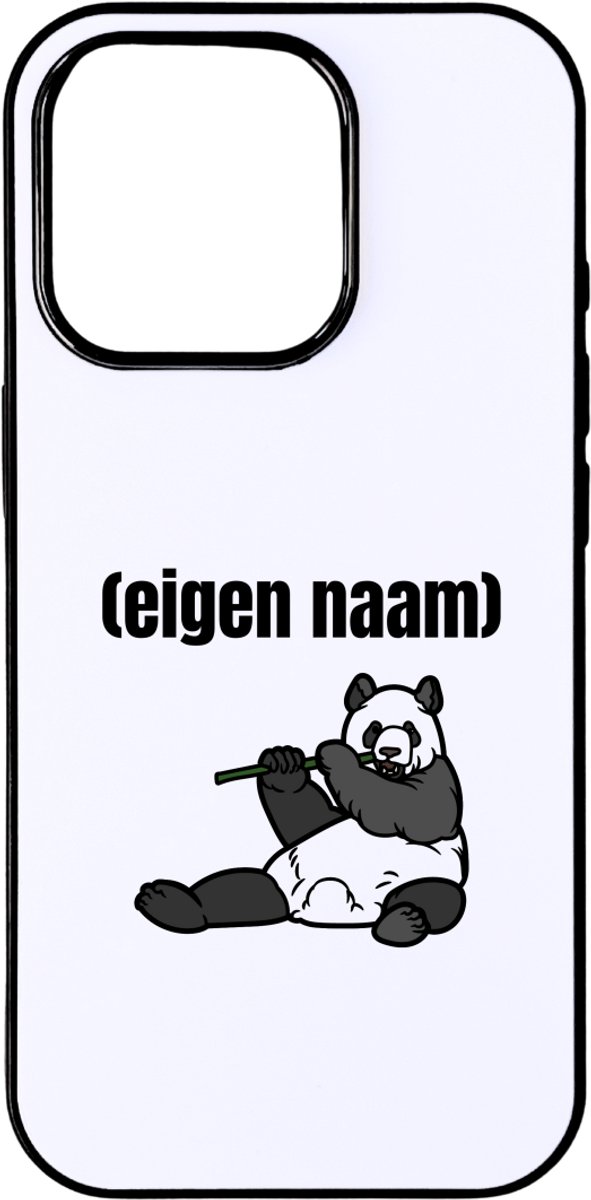 Hacebo® - panda en bamboe met eigen naam telefoonhoesje - Panda - panda liefhebbers - telefoonhoesjes - iemand die houdt van panda's - verjaardag - cadeau - kado - hoesje geschikt voor iPhone 16 Pro
