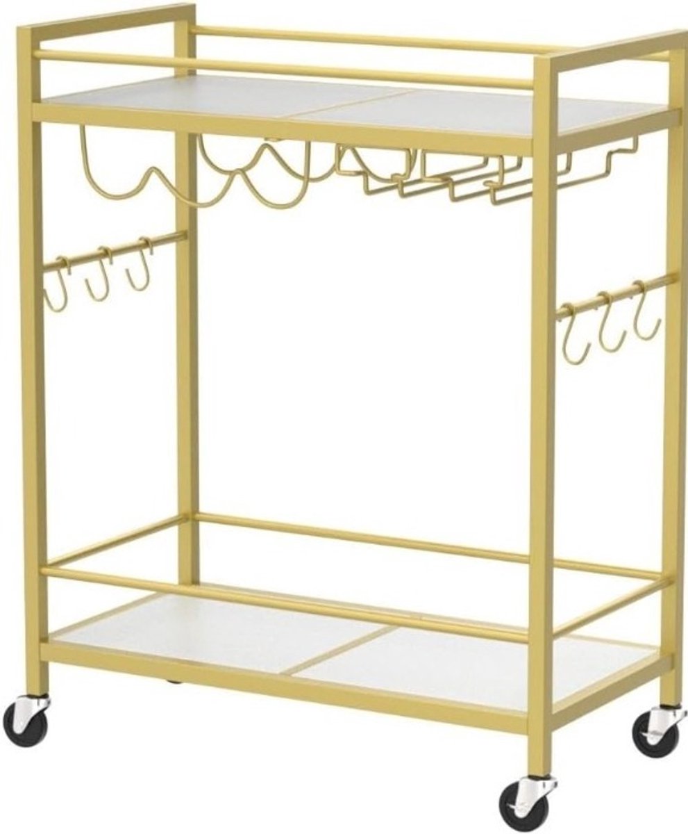 Bol.com Hoppa! Serveerwagen, Barwagen, Magnetronwagen, Drankwagen - Metaal - Kunststof - 60x33x83 cm (BxDxH) aanbieding