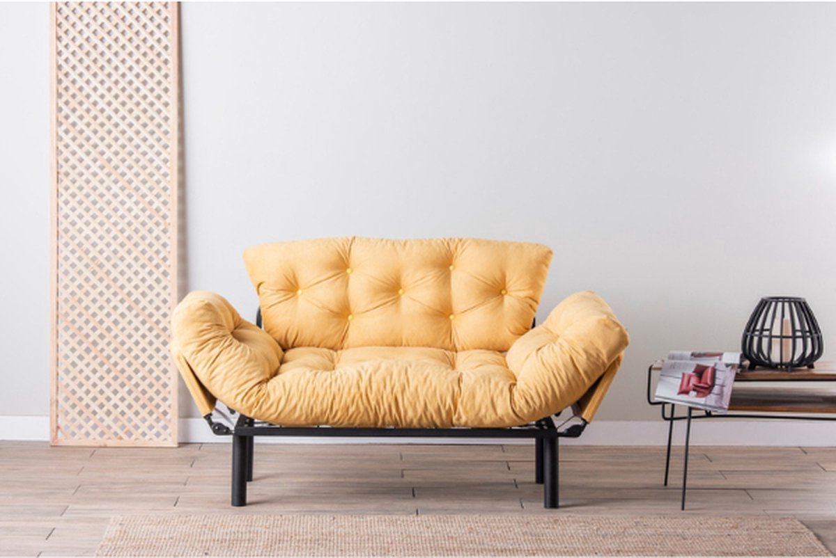 Skye Decor , 2-zits slaapbank, Nitta - Mustard, Polyester, Mosterdgeel, 155 x 70 x 85 cm