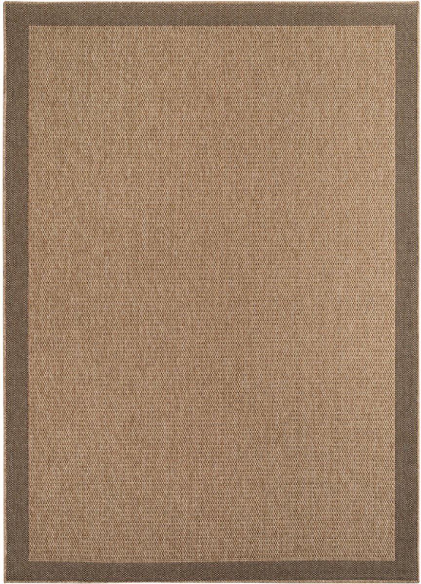 Timber – Kaderdesign Beige met Jute-Look – Binnen & Buiten Vloerkleed – Laagpolig