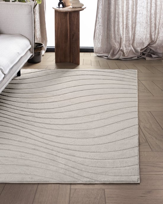 Carpetique Vloerkleed Rechthoek - 160x230 cm – Beige - Antislip – Japandi & Scandinavisch Woonkamer Tapijt