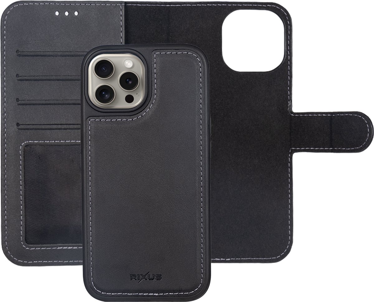 Rixus Duo Magnetic Detachable Wallet For Apple iPhone 16 Pro Black