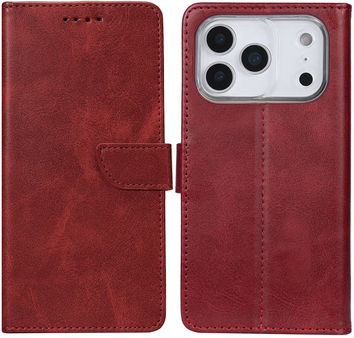 Rixus Bookcase For Apple iPhone 17 Pro Dark Red