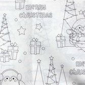 POPOYU Tafelkleed om in te kleuren, 137 x 274 cm papieren tafelkleed, beschilderbare zeemeermin inkleurtafelkleed, decoratie kinderverjaardag, creatieve kinderbezigheid, dieren inkleuren, Kleur Mij