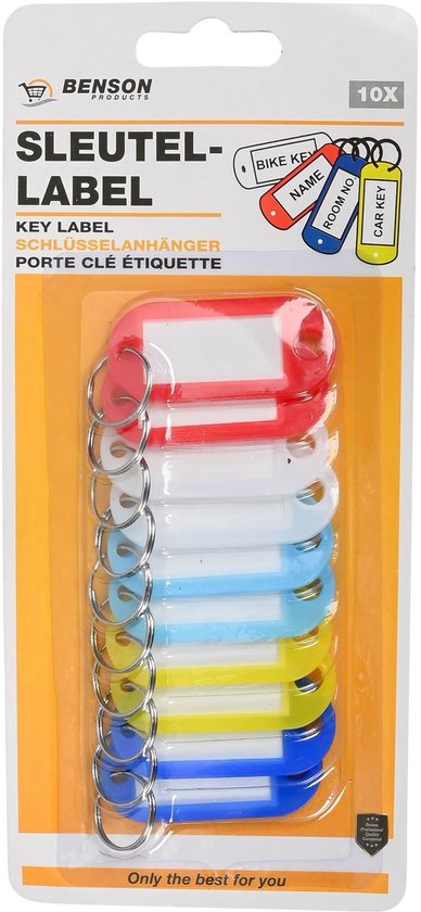 Benson Sleutellabels - Kunststof - Beschrijfbaar - Assorti - 10 stuks