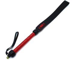 Kiotos - Zwart/Rode Lederen Lange Paddle Flapzweep