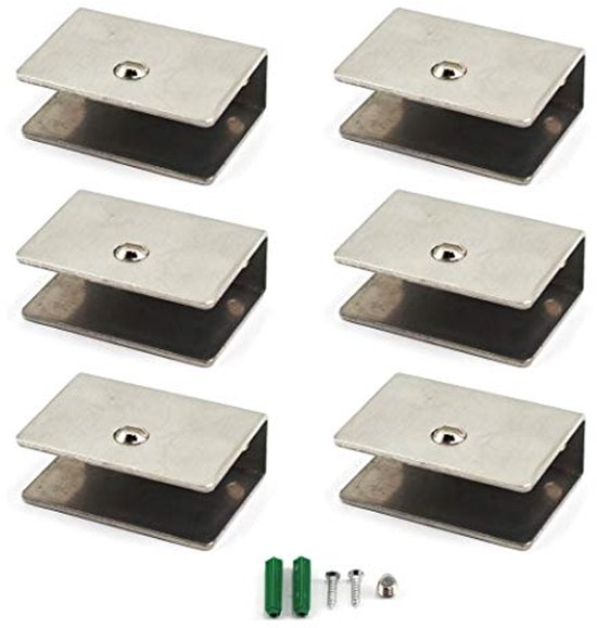 UKCOCO 15 Stuks Glasclip Kleine Klemmen Glasvasthoudclips Verstelbare Glashouder Rechthoekige Glazen Plankbeugel Frameloze Glazen Plankbeugel H-Type Glasbevestigingsclip Zware Klem