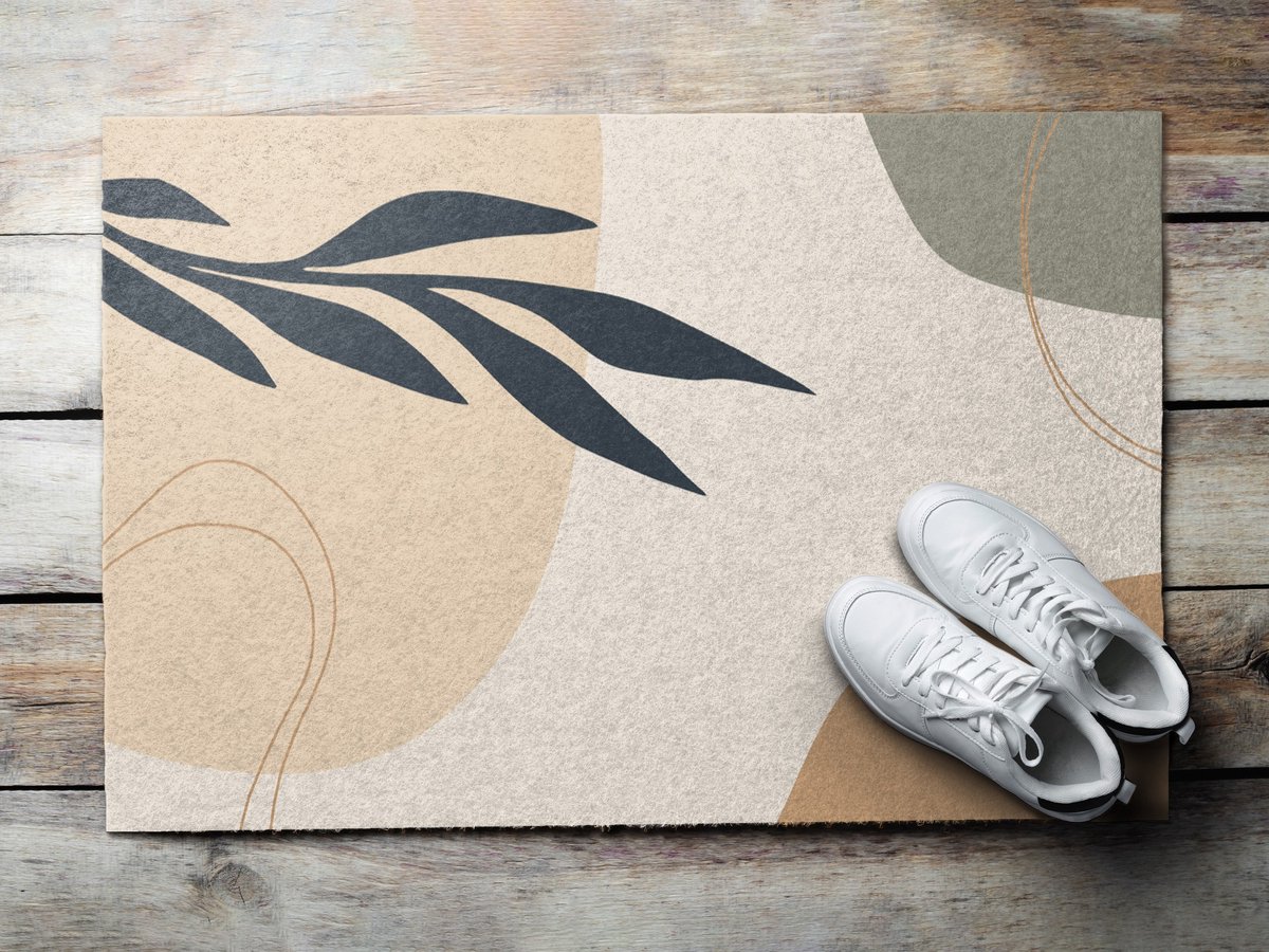 Coloray Deurmat voor binnen - Beige Binnen Deurmat - Boho-Plant Schoonloopmat - Design Deurmat - Antislip Onderkant Deurmat - 60x40 cm Beige - Boho-Plant