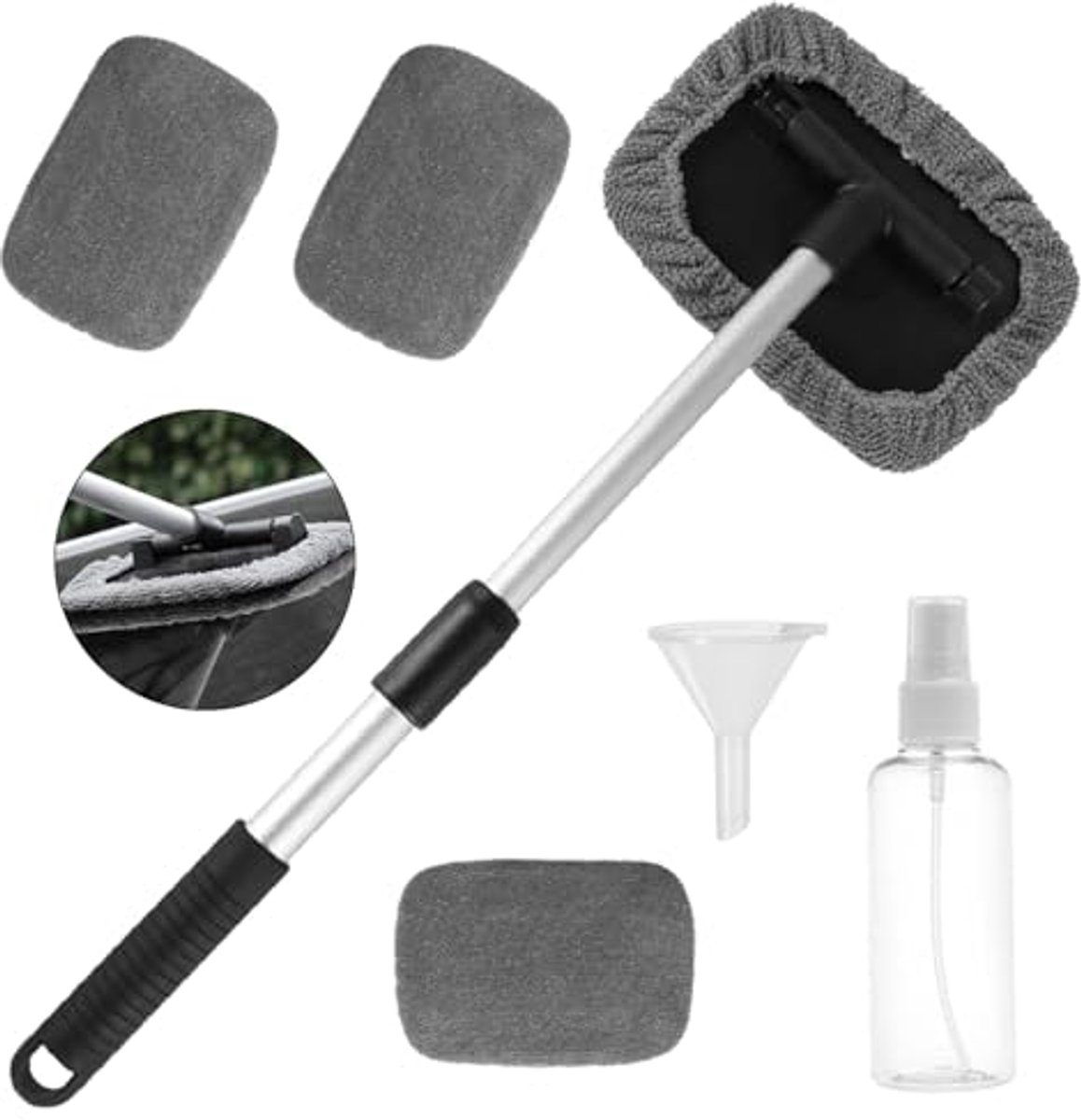 Ruitenreiniger met Telescoop en Microvezelpads voor Auto en Interieur