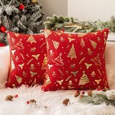 AMZQJD 4 stuks kussenslopen Kerstmis kerstelementstijlen patroon decoratieve kussenhoes katoen linnen kussenslopen (45 x 45 cm, wit Kerstmis