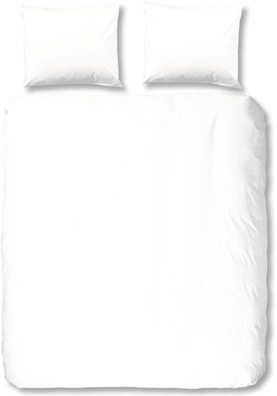 HIP dekbedovertrek effen kleur - 1 persoons 140x200/220 cm - Wit - 100% Katoen satijn