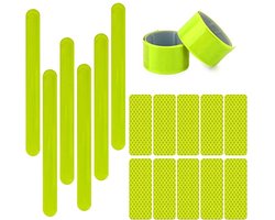 Fluorescerende banden en reflecterende stickers voor veiligheid bij joggen, fietsen en wandelen