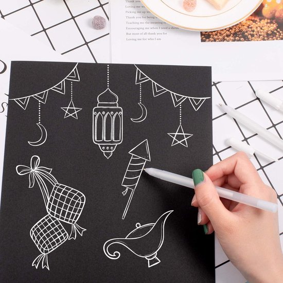 Colozoo Set van 5 Gelpennen Wit met Puntmaten: 0,5, 0,7, 0,8, 1,0, 1,2 mm | Witte Pen voor Zwart Papier | Dekkend
