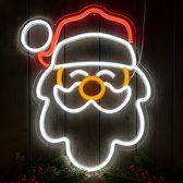 HEM LED Neon Kerstman met witte rand op muts – Kerstverlichting Wandlamp – Oranje/Rood/Wit – Binnen – Neon Kerstverlichting – Inclusief Opbergzak