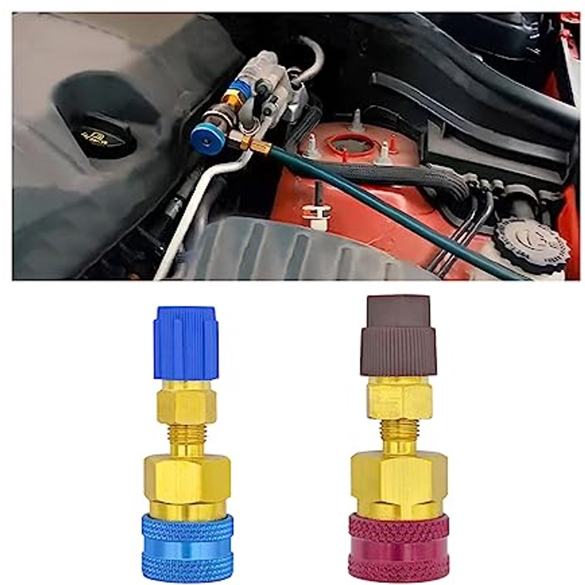 Adapters voor auto airconditioning R1234YF naar R134A snelkoppelingen - Set van 2