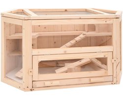 vidaXL - Hamsterkooi - 80x40x43 - cm - massief - vurenhout