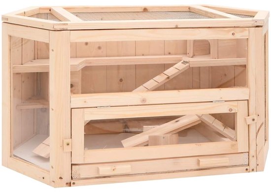vidaXL - Hamsterkooi - 80x40x43 - cm - massief - vurenhout