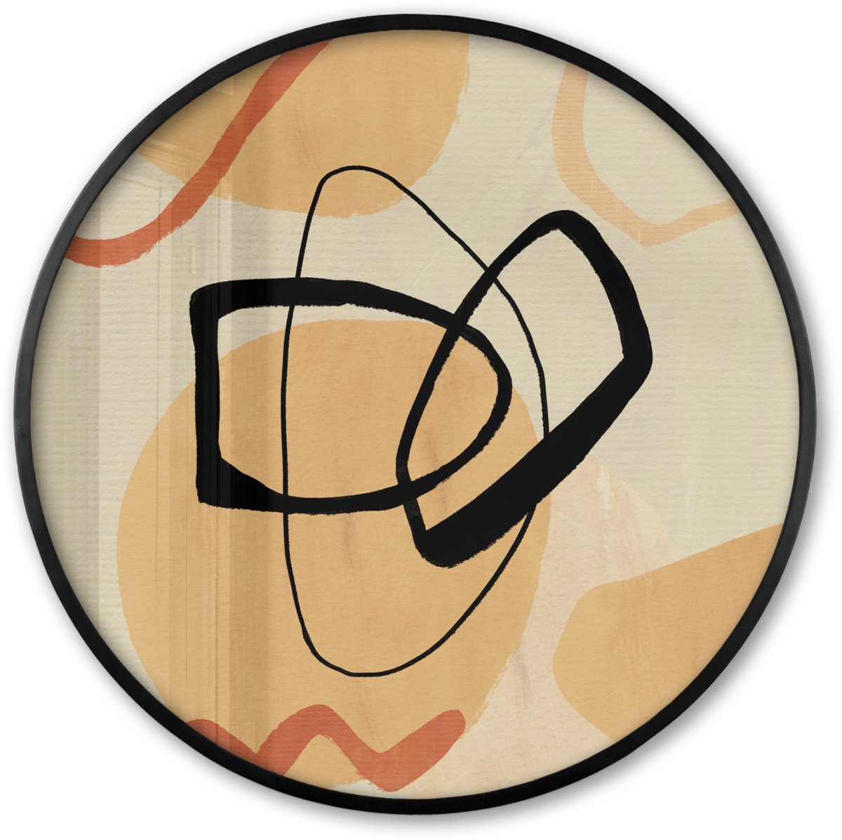 FrameYourWall Poster in lijst Rond - Fotolijst 80x80 cm - Posters - Zwart - Bruin - Abstract - Ronde posterlijst zwart - Decoratie - Wanddecoratie woonkamer - Muurdecoratie slaapkamer