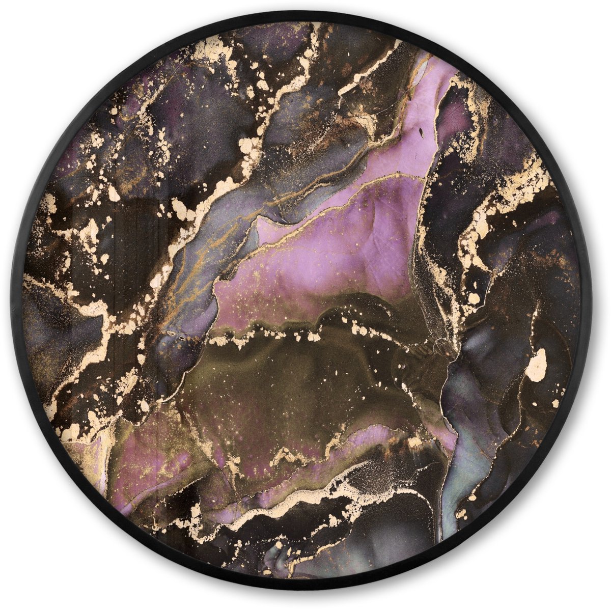 FrameYourWall Poster in lijst Rond - Fotolijst 80x80 cm - Posters - Marmer - Gold - Steen - Abstract - Ronde posterlijst zwart - Decoratie - Wanddecoratie woonkamer - Muurdecoratie slaapkamer Multicolor