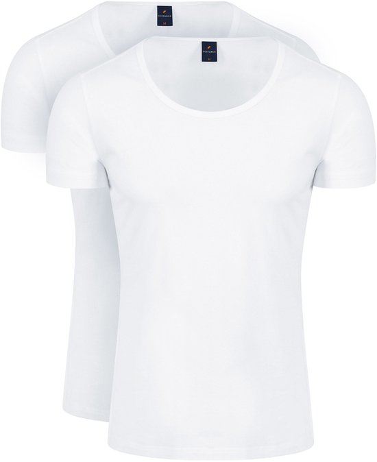 Adapté - T-shirt Stretch 2-Pack O-Neck Wit - M - Coupe slim