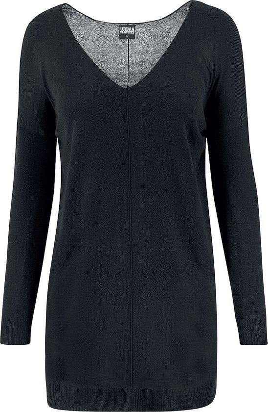 Urban Classics Fine Knit Oversize V-Necker Dames Sweatshirts - zwart - XXL