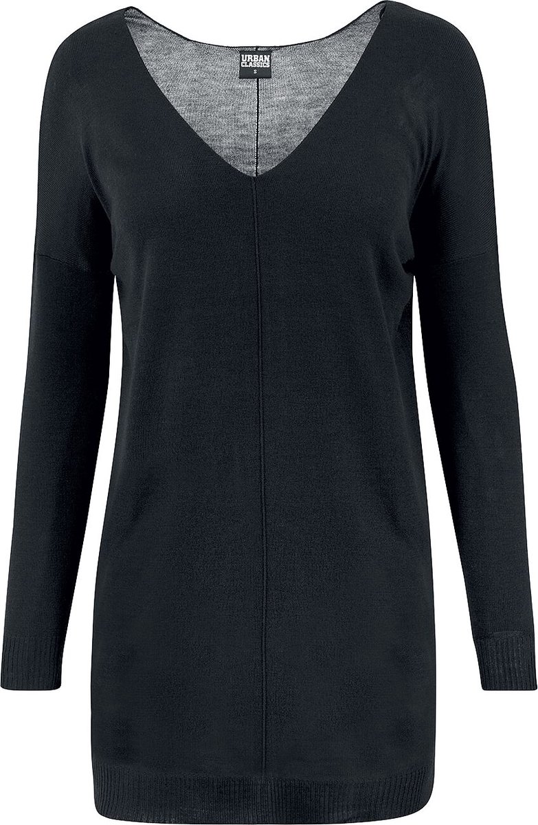 Urban Classics Fine Knit Oversize V-Necker Dames Sweatshirts – XXL Zwart