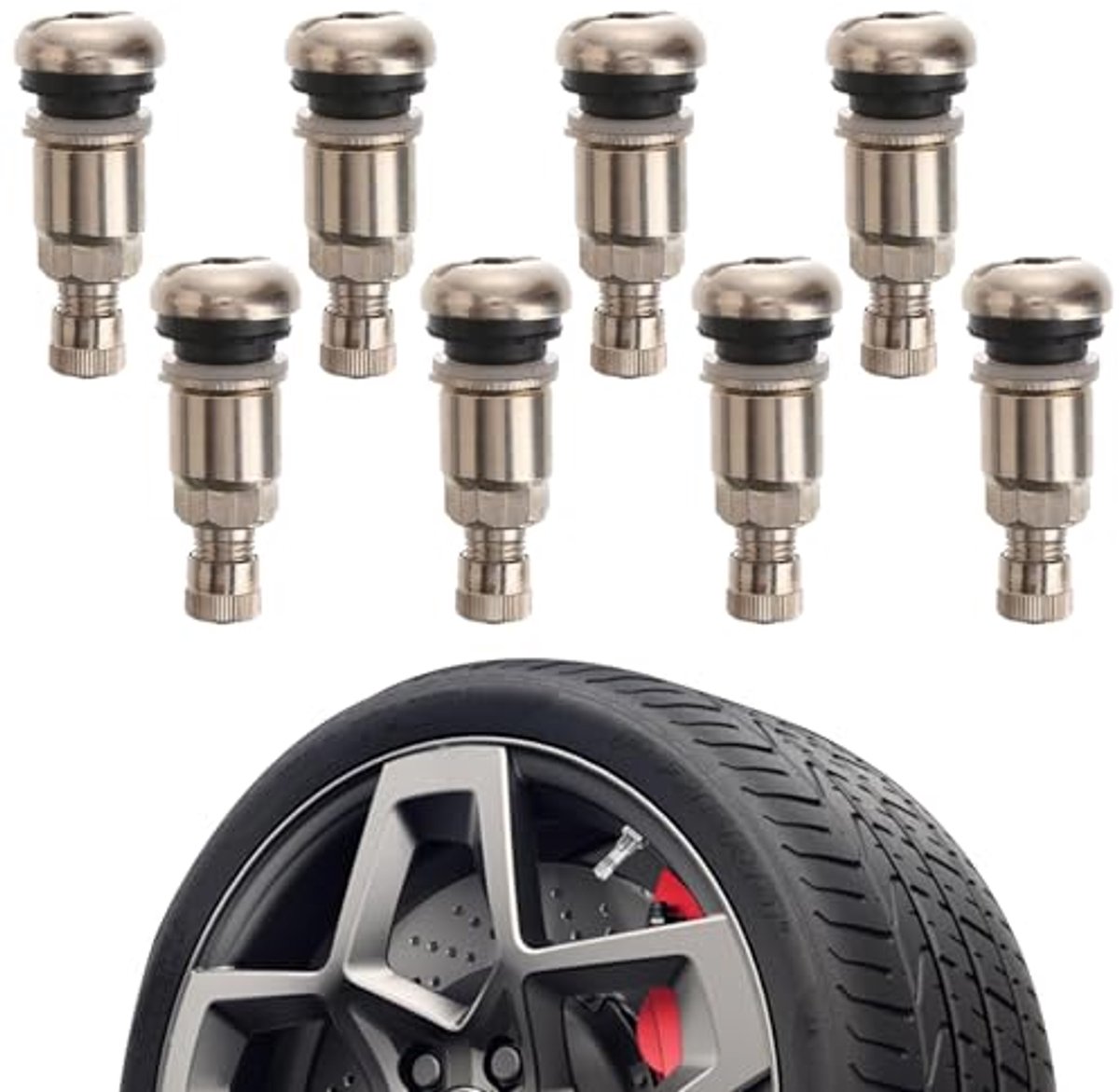 Pack van 8 Tyre Valves voor Auto, Moto en Fietsen - Duurzame Roestvrijstalen Ventielen